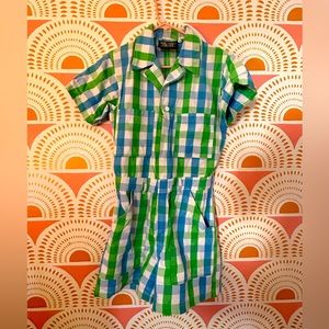 Big bud press blue gingham romper in size small